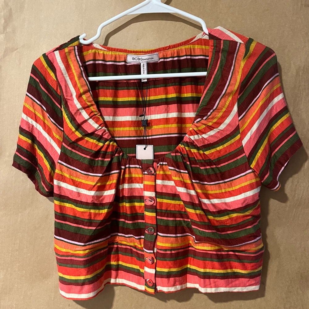 BCBG multicolor, striped crop top